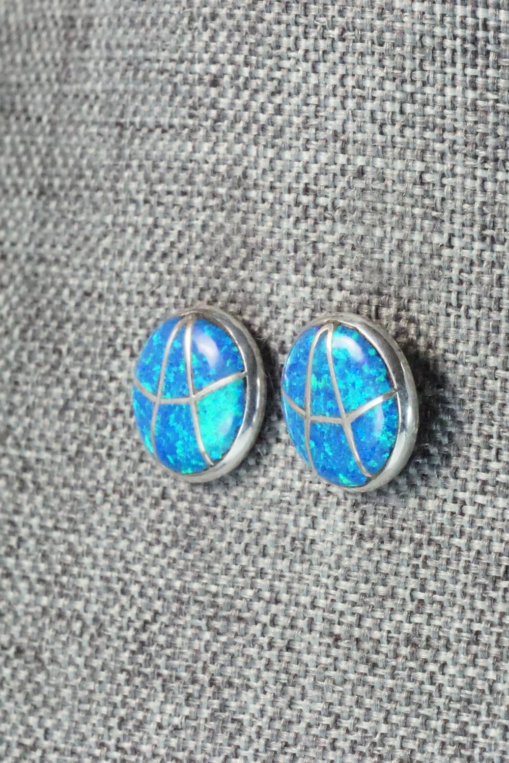 Opal & Sterling Silver Inlay Earrings - Laurie Kallestewa