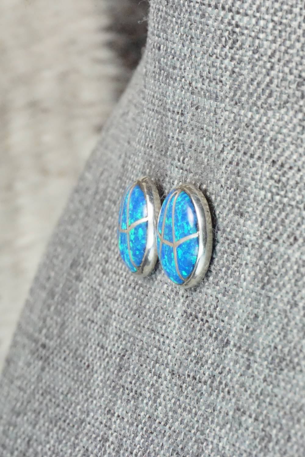 Opal & Sterling Silver Inlay Earrings - Laurie Kallestewa