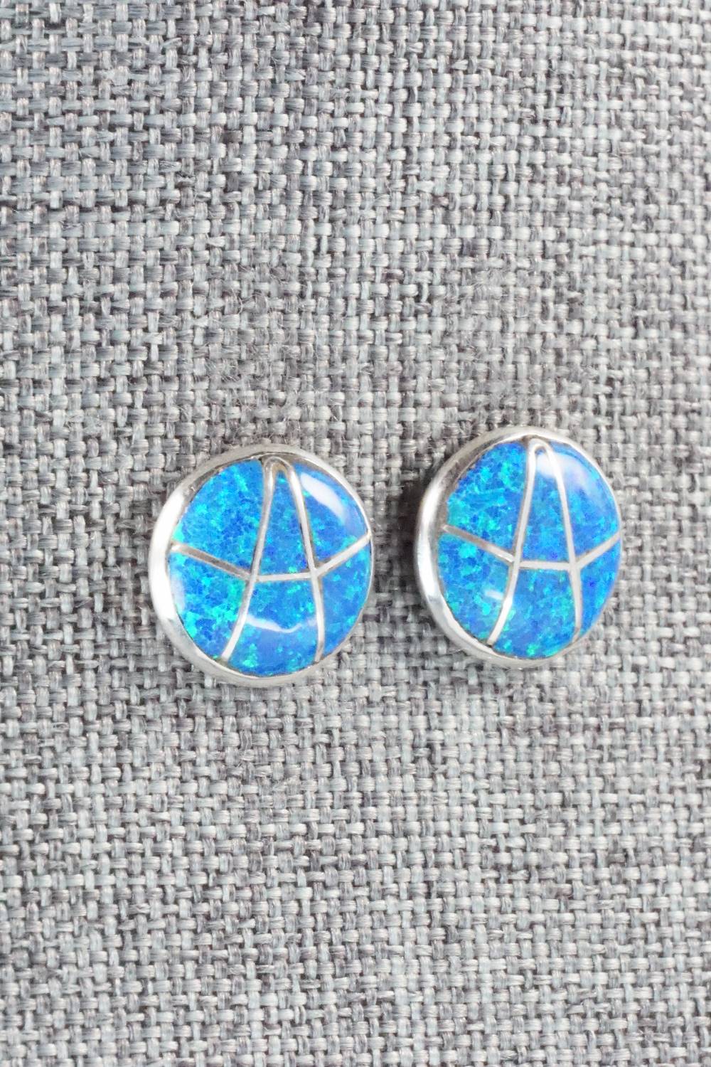 Opal & Sterling Silver Inlay Earrings - Laurie Kallestewa