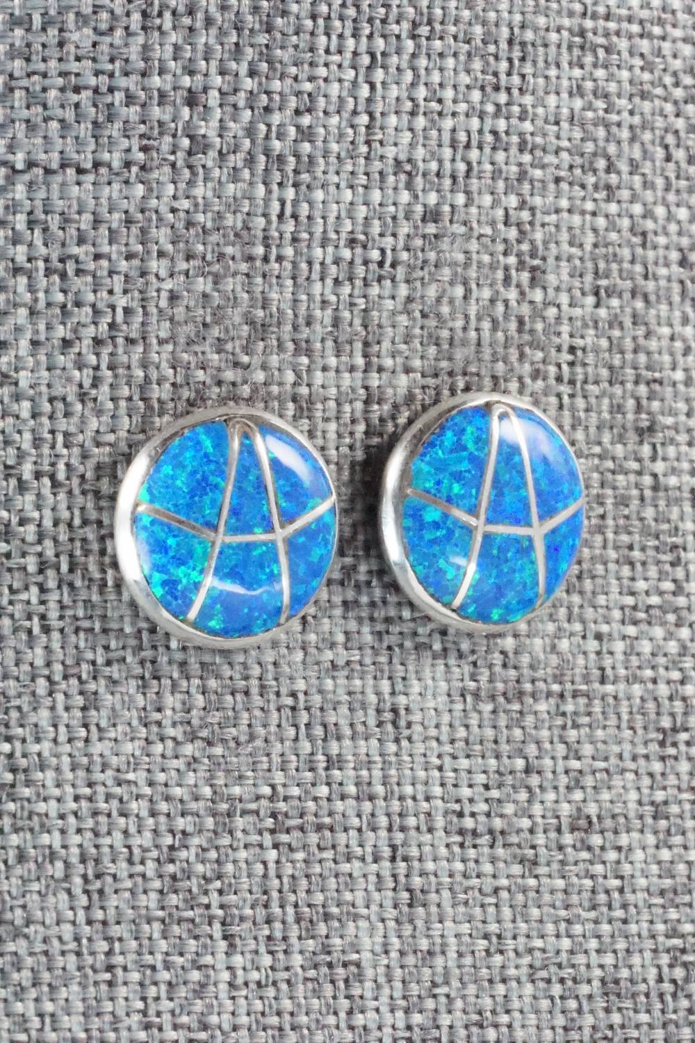 Opal & Sterling Silver Inlay Earrings - Laurie Kallestewa