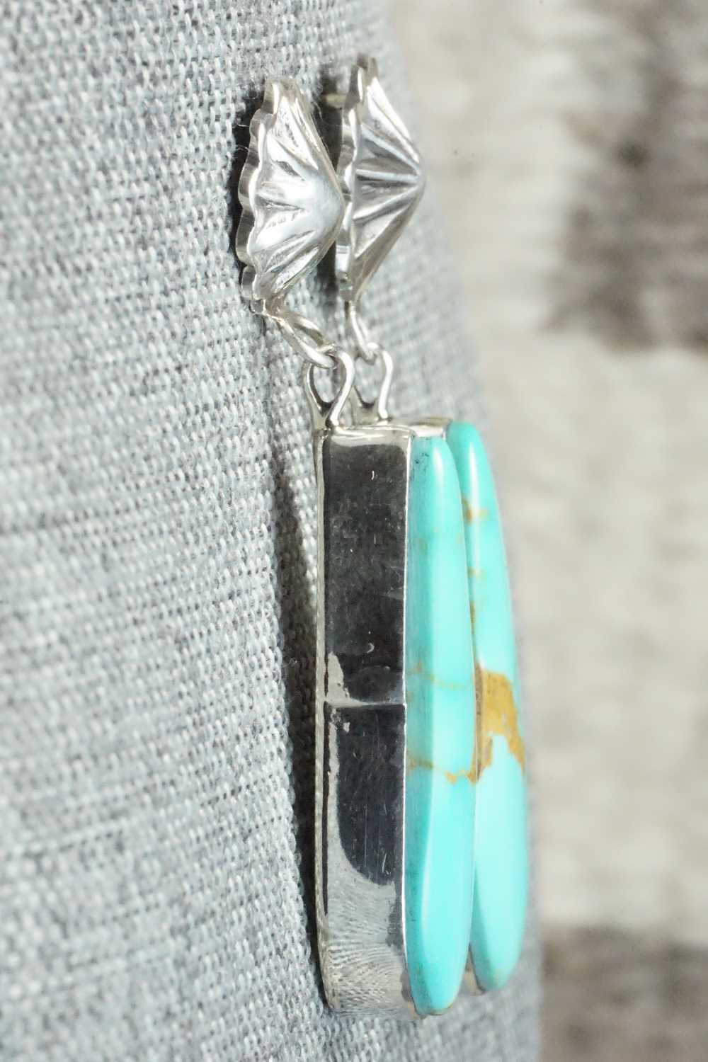 Turquoise & Sterling Silver Earrings - Juan Yellowhorse