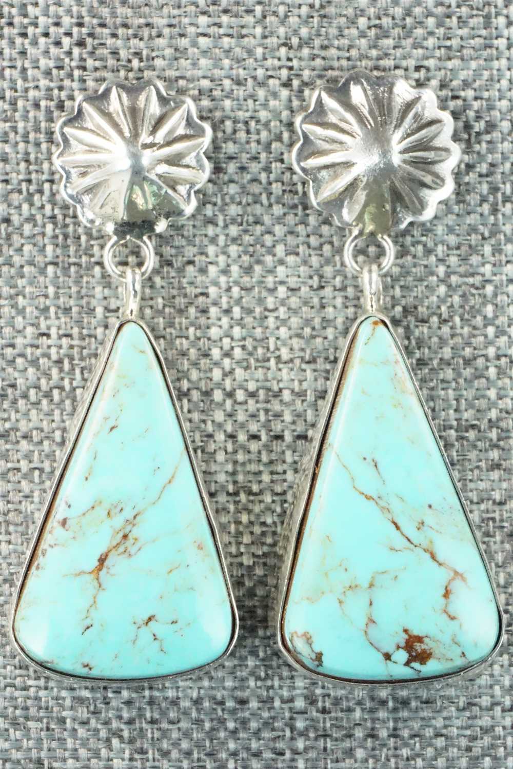 Turquoise & Sterling Silver Earrings - Juan Yellowhorse