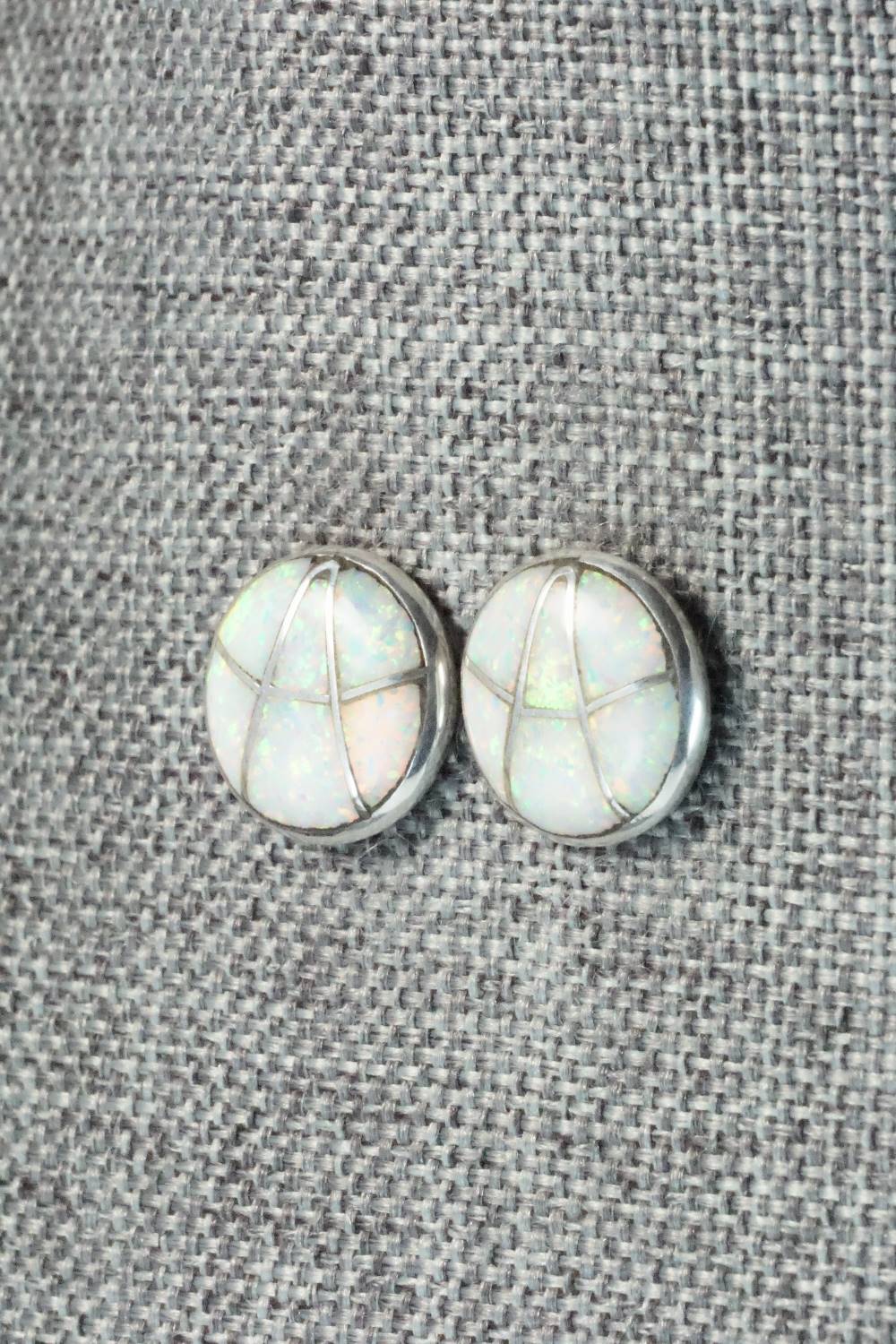 Opal & Sterling Silver Inlay Earrings - Laurie Kallestewa