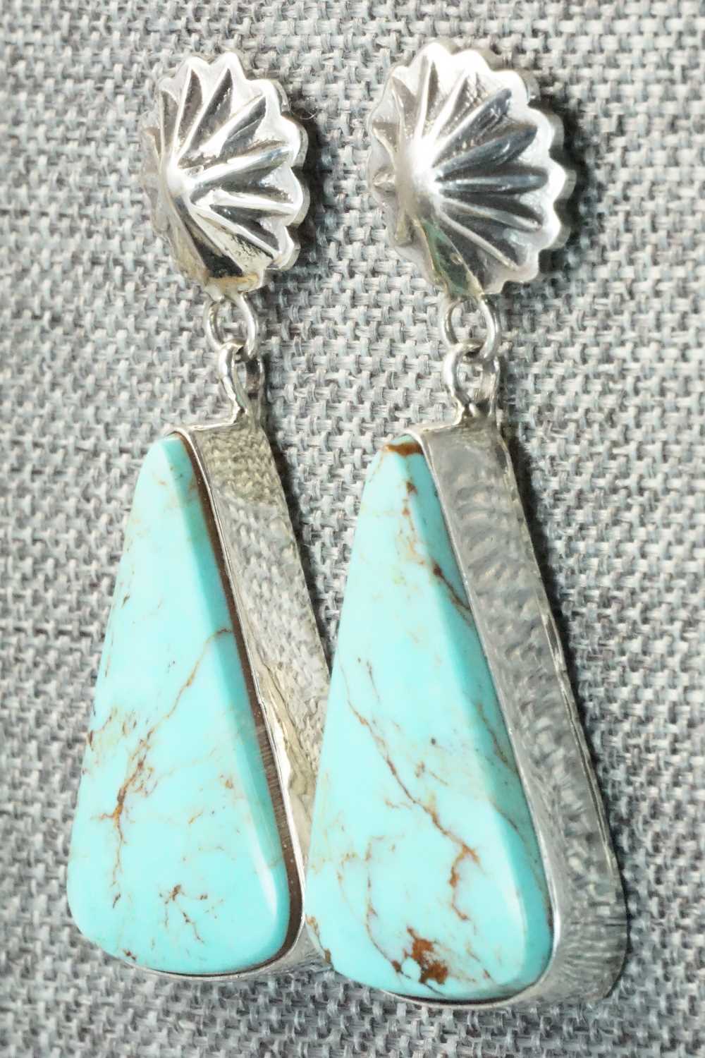 Turquoise & Sterling Silver Earrings - Juan Yellowhorse