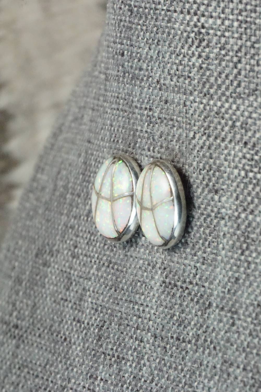 Opal & Sterling Silver Inlay Earrings - Laurie Kallestewa