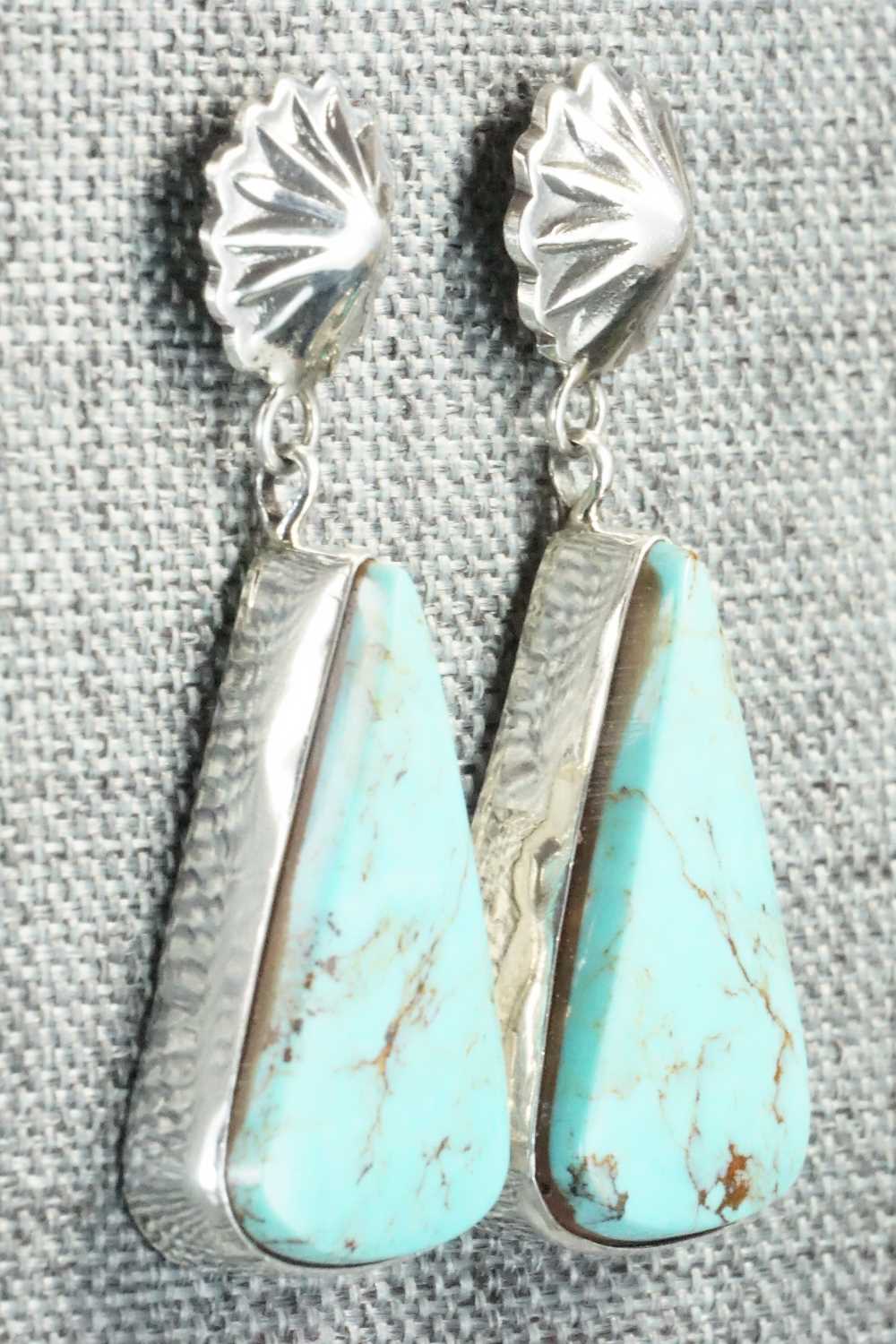 Turquoise & Sterling Silver Earrings - Juan Yellowhorse