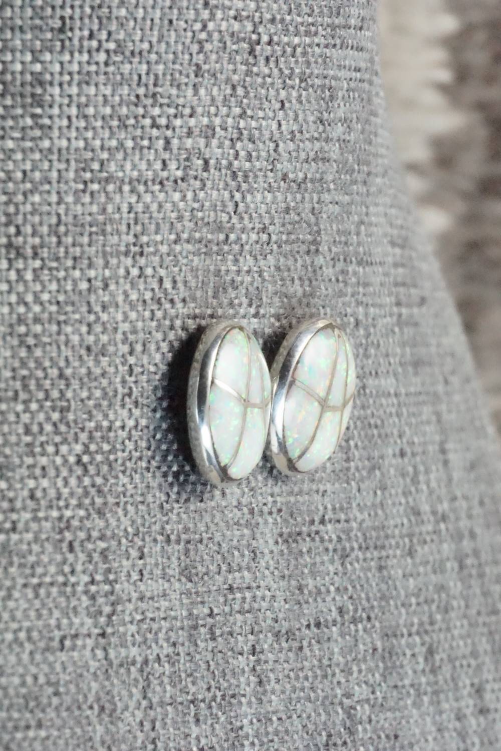 Opal & Sterling Silver Inlay Earrings - Laurie Kallestewa