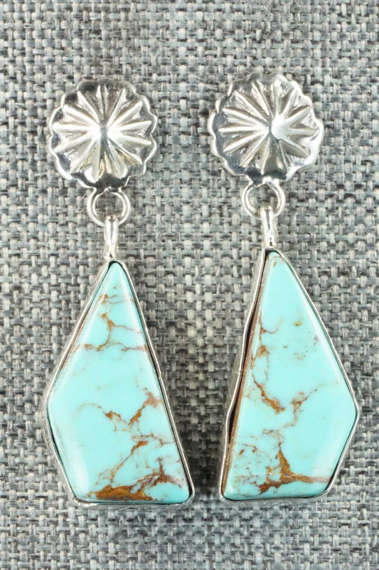 Turquoise & Sterling Silver Earrings - Juan Yellowhorse
