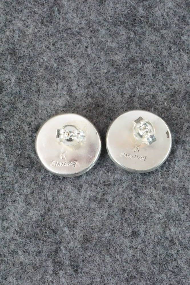 Opal & Sterling Silver Inlay Earrings - Laurie Kallestewa