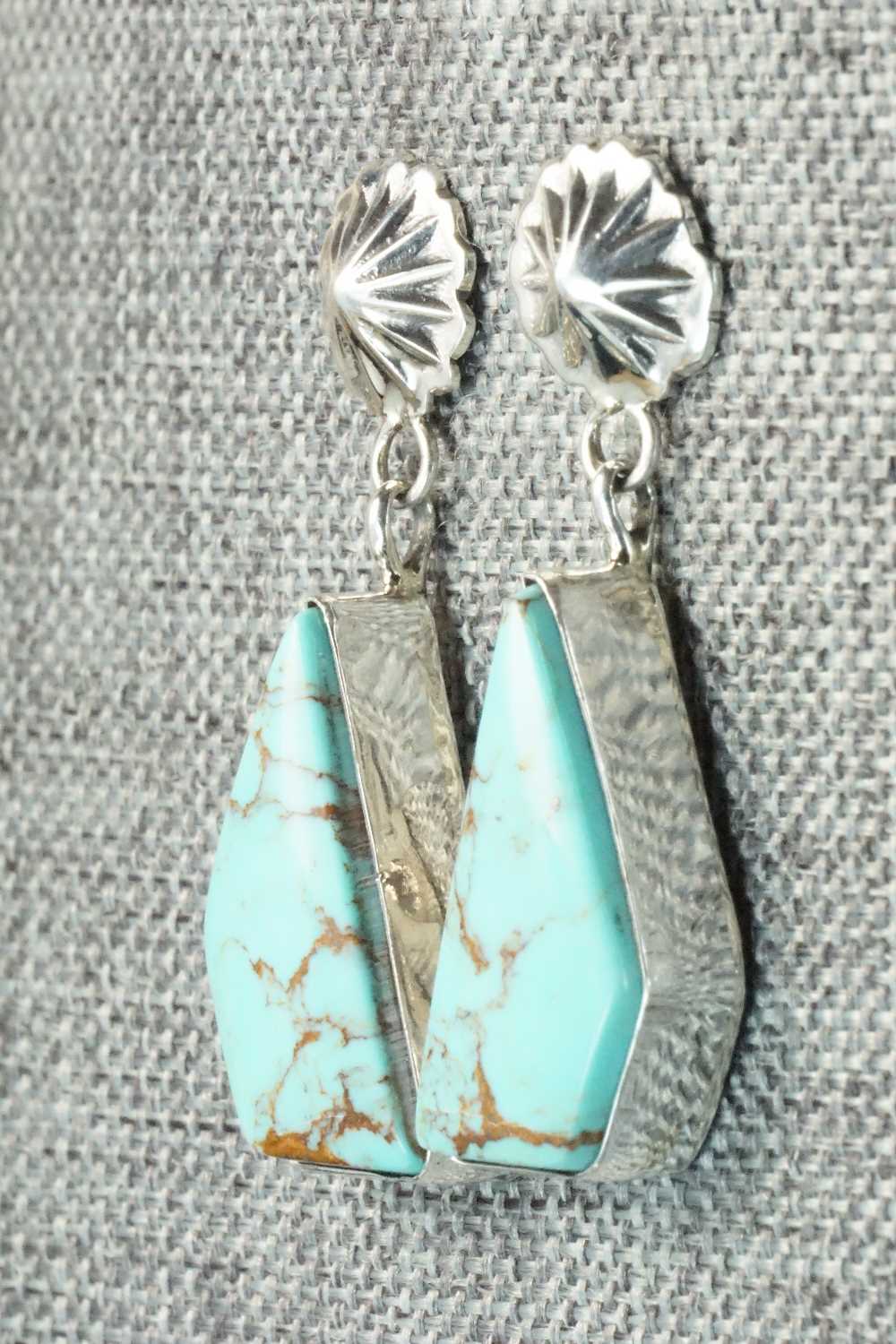 Turquoise & Sterling Silver Earrings - Juan Yellowhorse