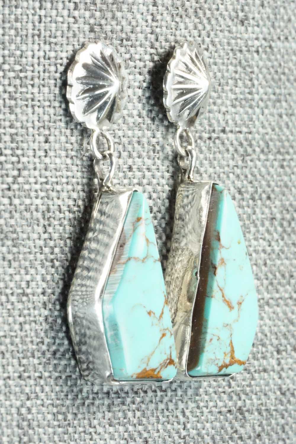 Turquoise & Sterling Silver Earrings - Juan Yellowhorse