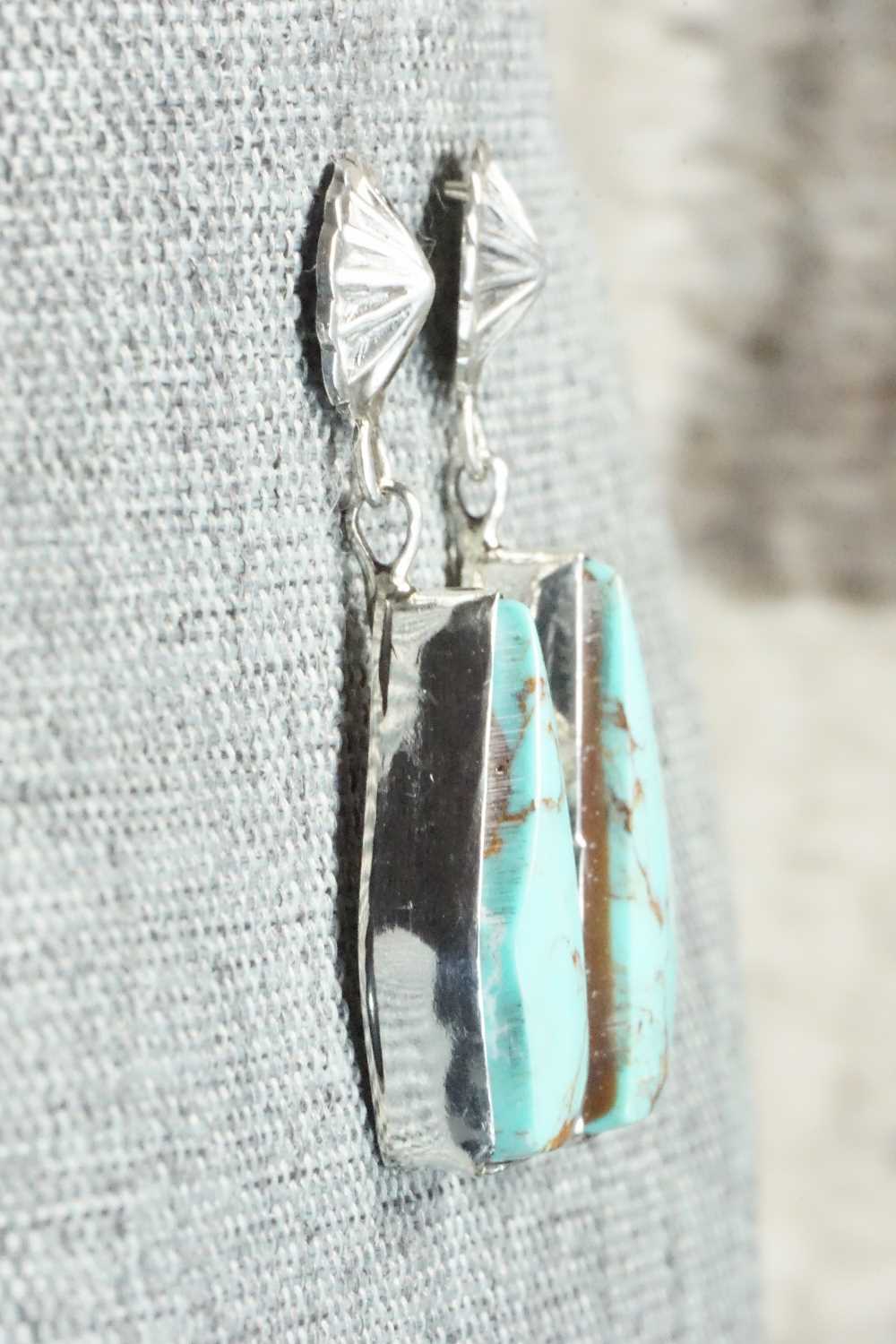 Turquoise & Sterling Silver Earrings - Juan Yellowhorse