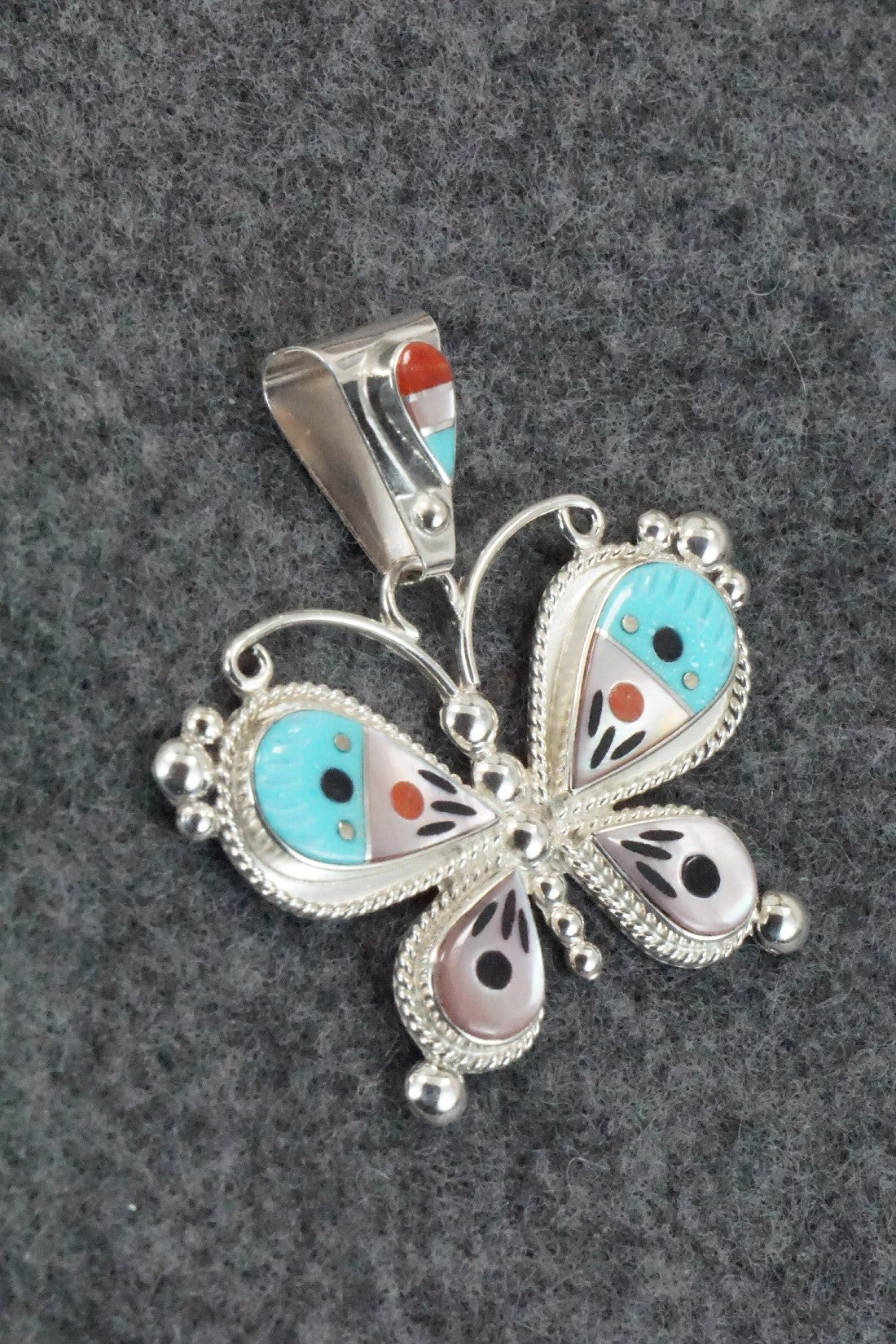 Multi Stone and Sterling Silver Pendant - Lyndon Ahiyite