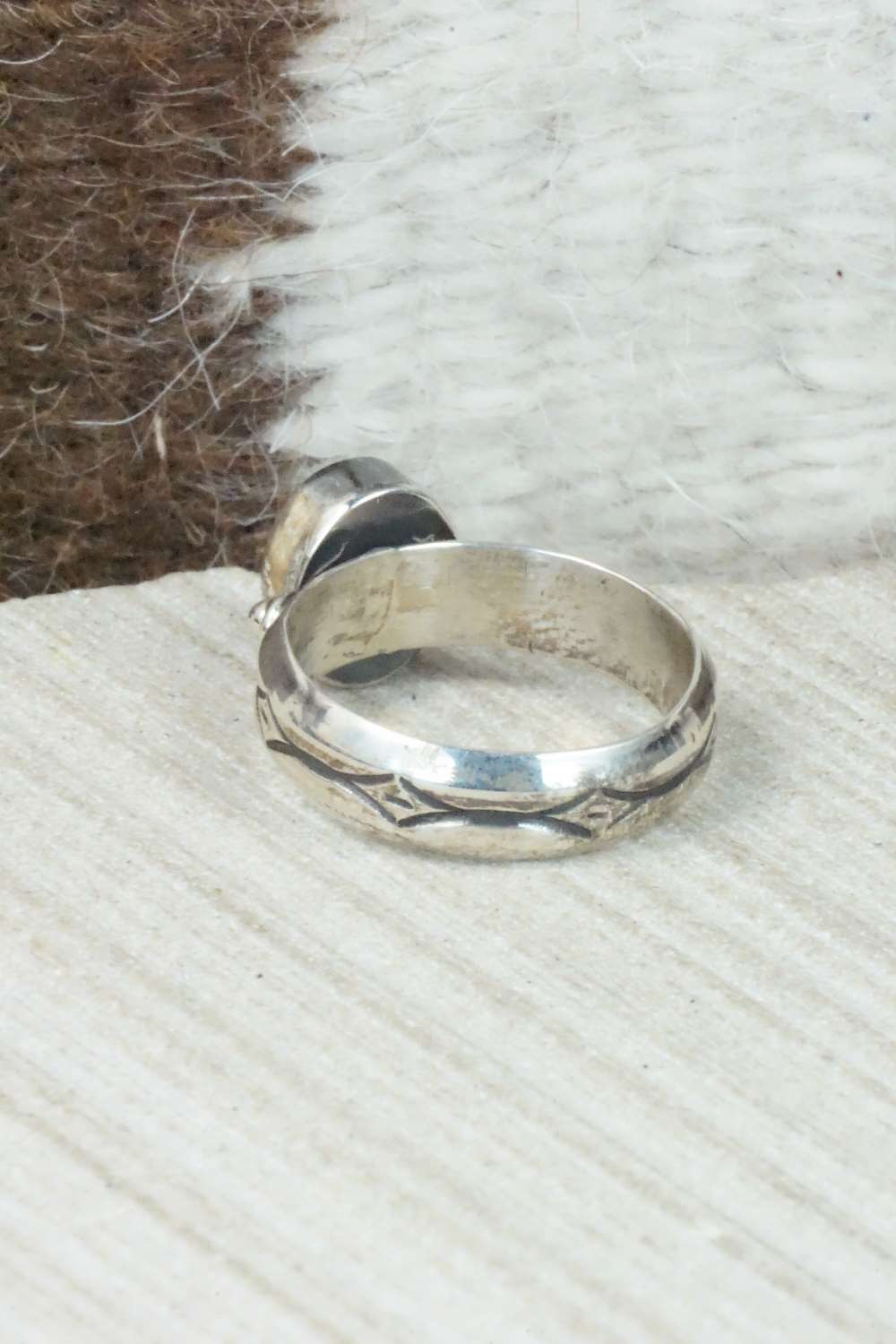 Turquoise and Sterling Silver Ring - Navajo - Size 8