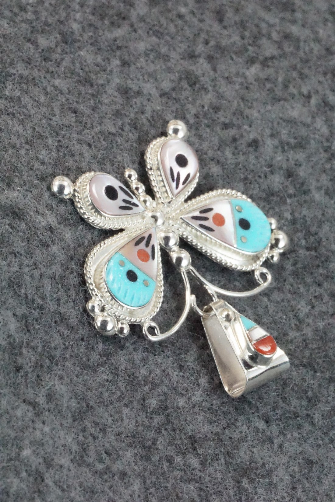 Multi Stone and Sterling Silver Pendant - Lyndon Ahiyite