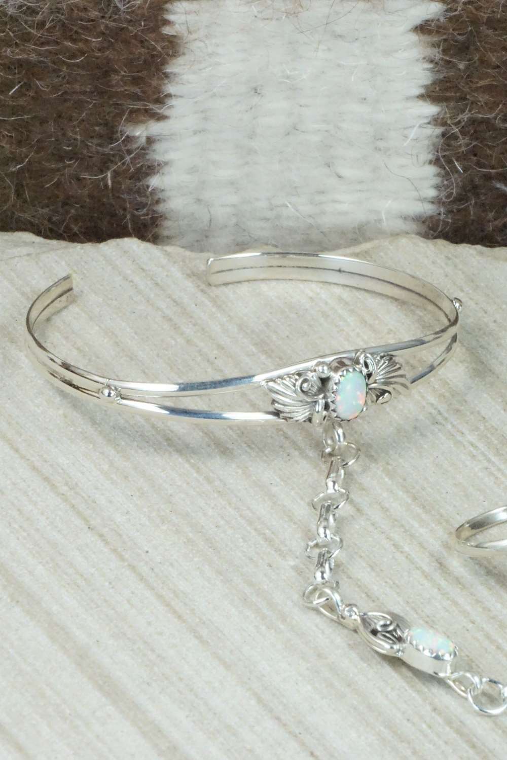 Opal & Sterling Silver Princess Bracelet & Ring - Size 8.75