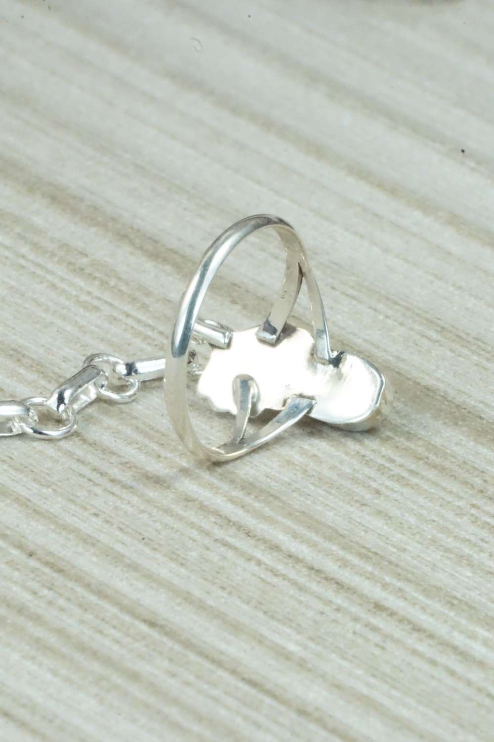 Opal & Sterling Silver Princess Bracelet & Ring - Size 8.75