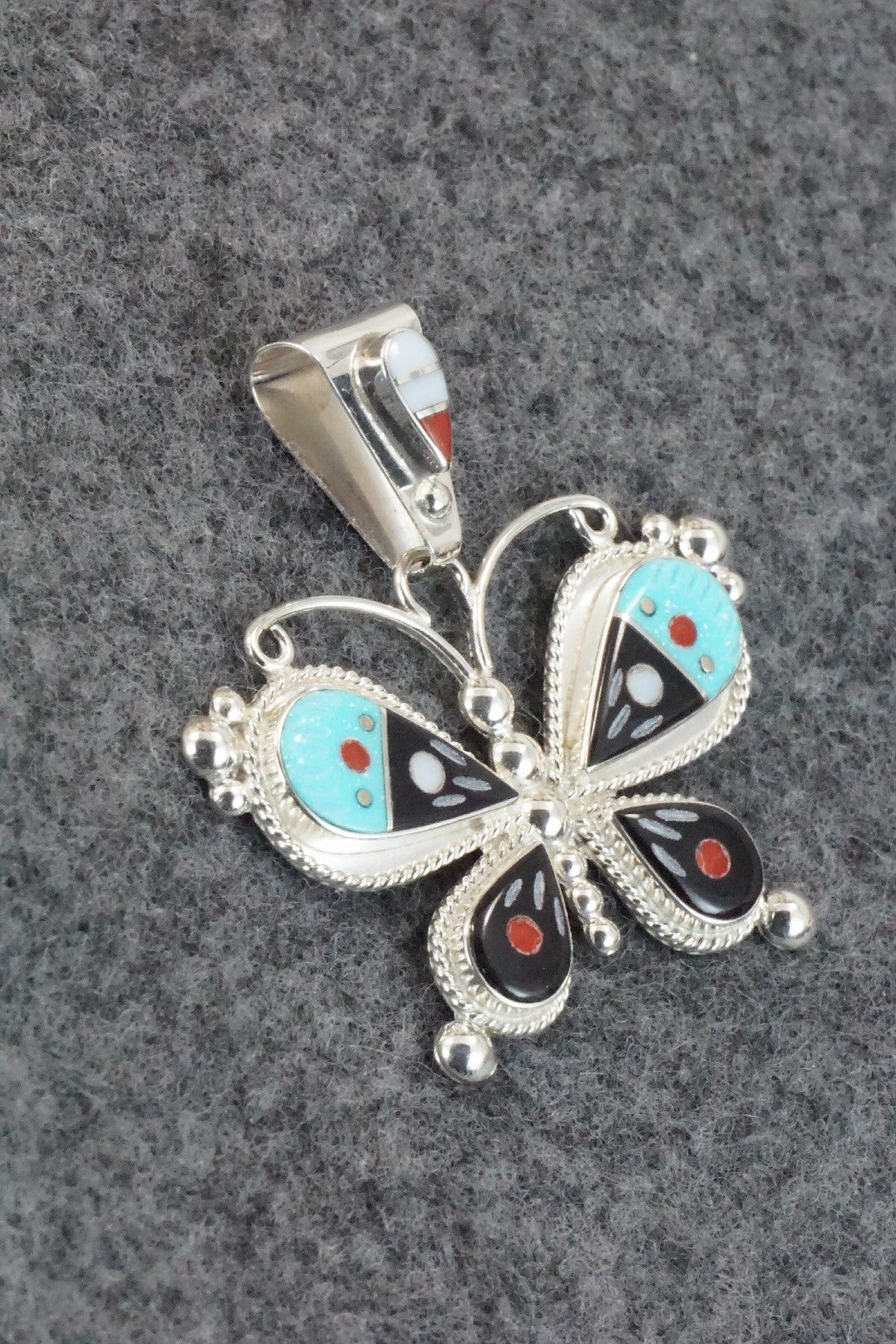 Multi Stone and Sterling Silver Pendant - Lyndon Ahiyite
