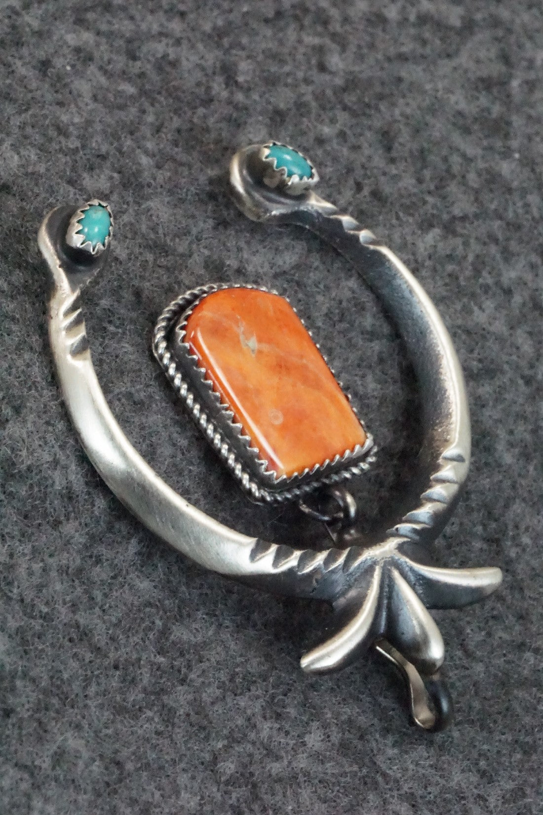 Spiny Oyster, Turquoise and Sterling Silver Pendant - Martha Cayatineto