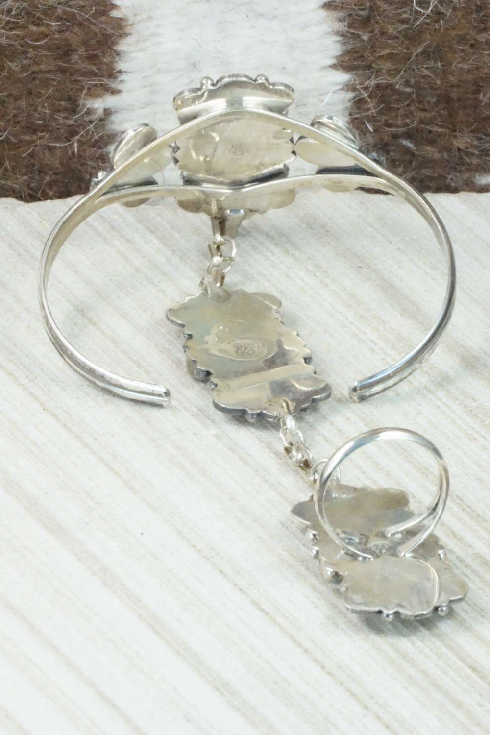 Turquoise & Sterling Silver Princess Bracelet & Ring - Size 8