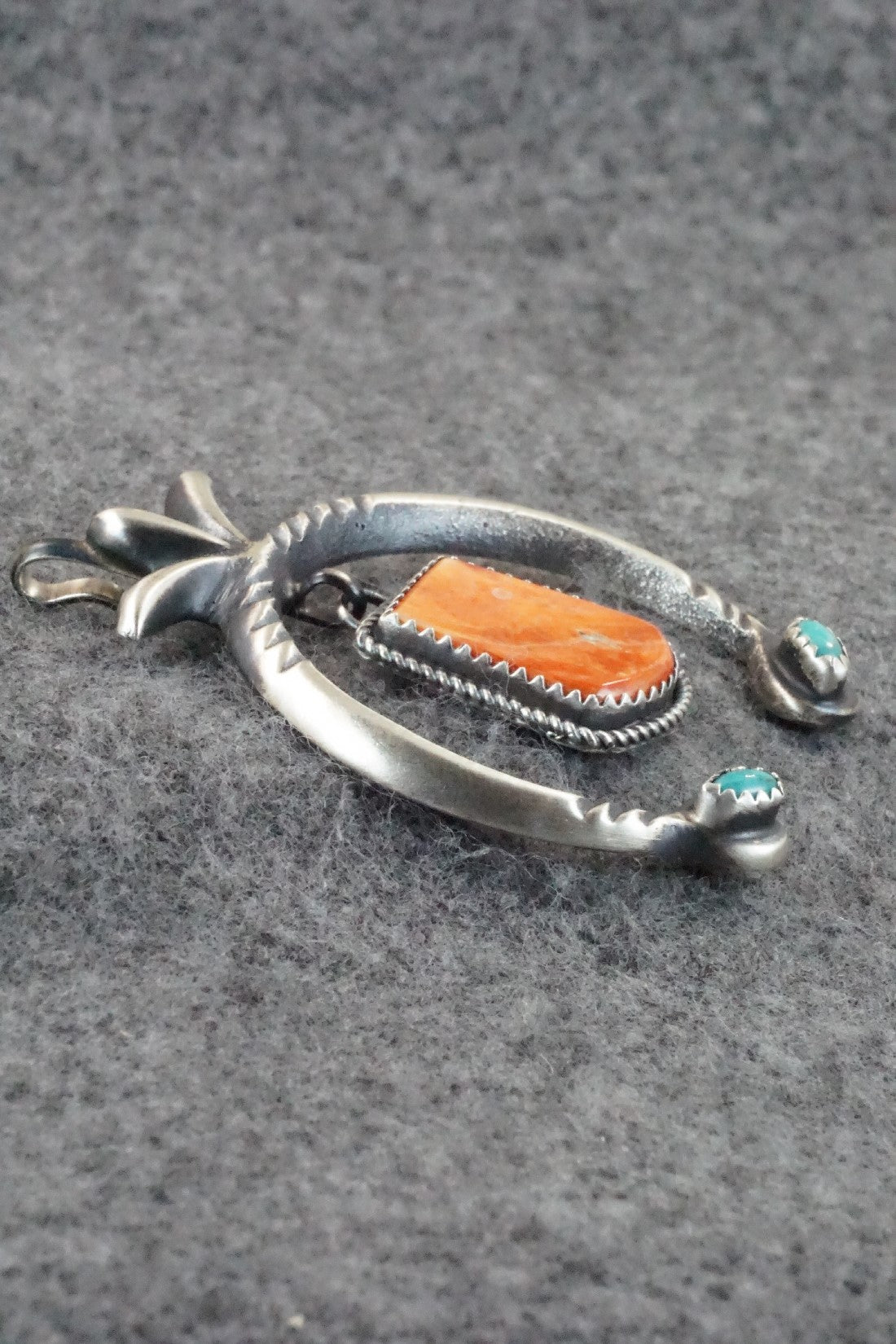 Spiny Oyster, Turquoise and Sterling Silver Pendant - Martha Cayatineto