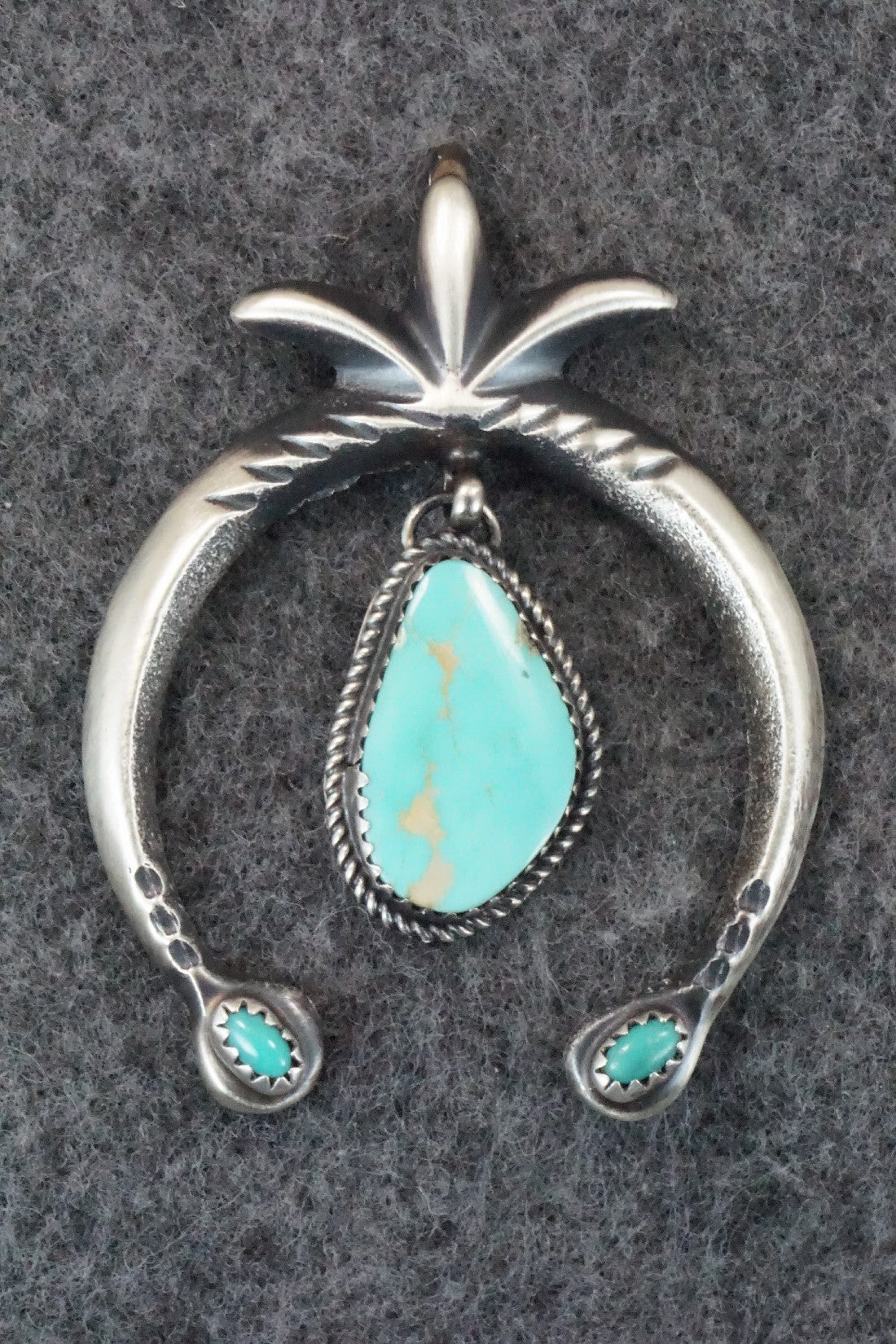 Turquoise and Sterling Silver Pendant - Martha Cayatineto