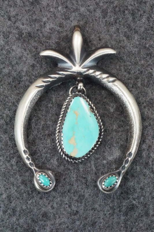Turquoise and Sterling Silver Pendant - Martha Cayatineto