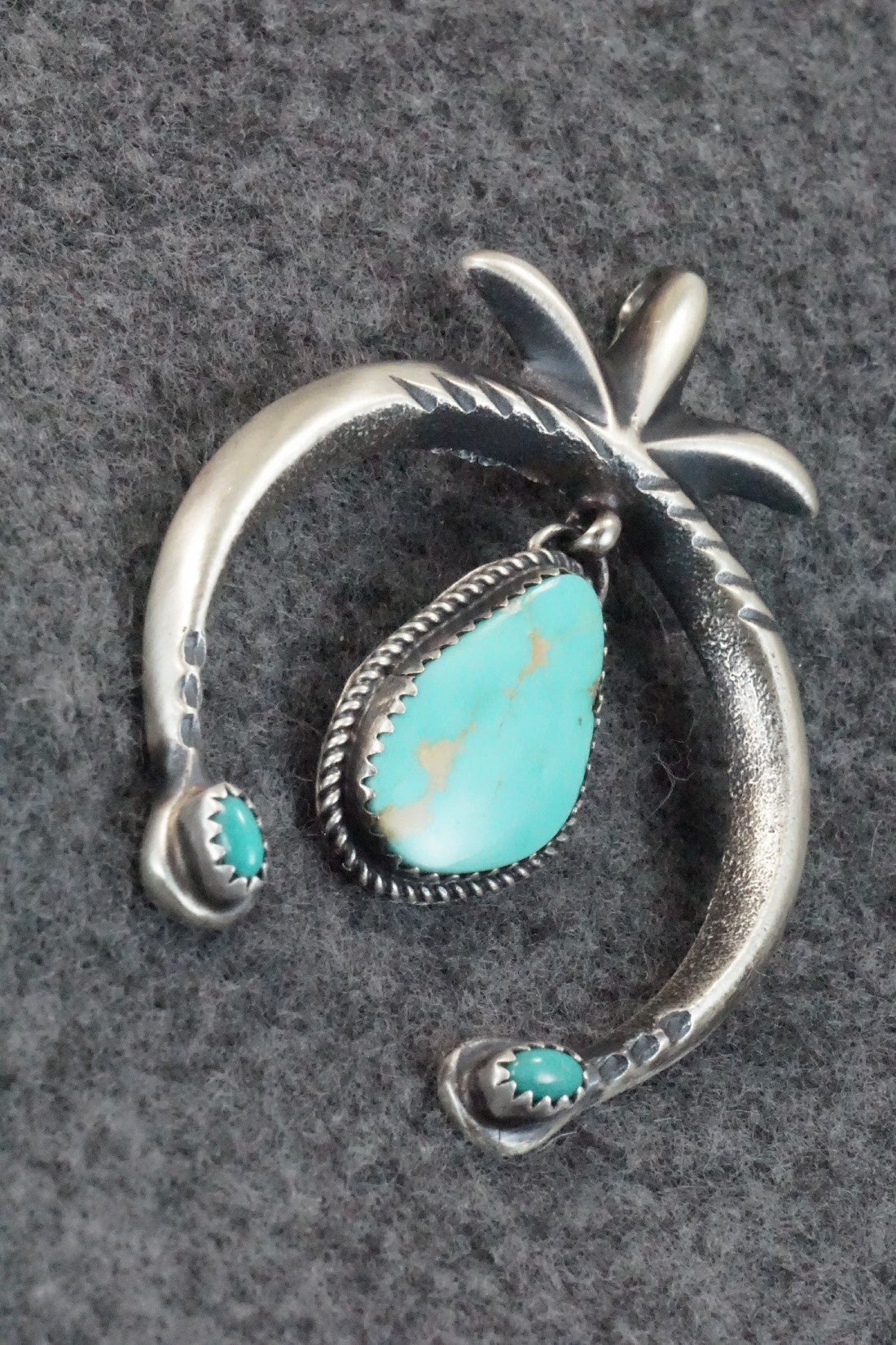 Turquoise and Sterling Silver Pendant - Martha Cayatineto