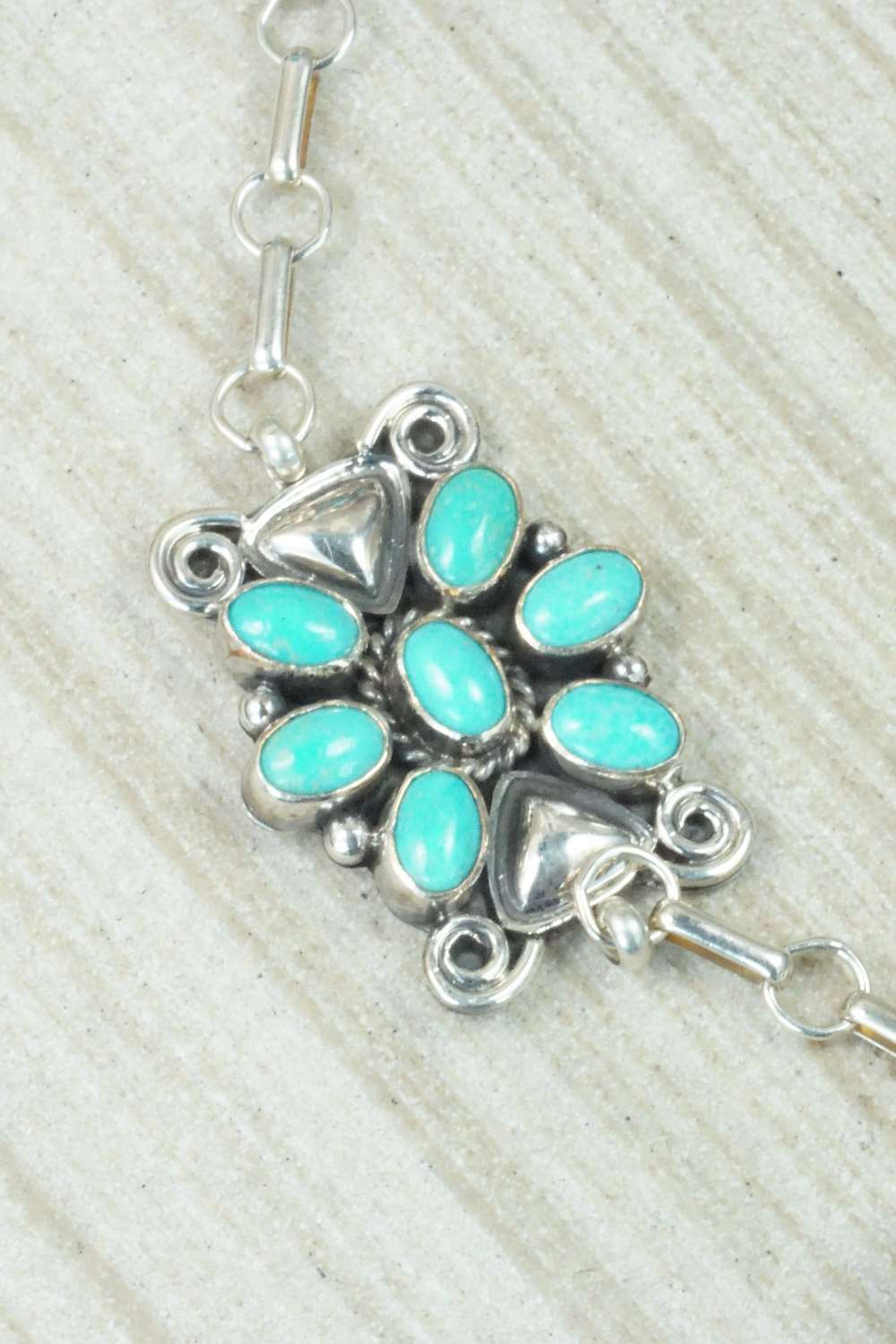 Turquoise & Sterling Silver Princess Bracelet & Ring - Size 8
