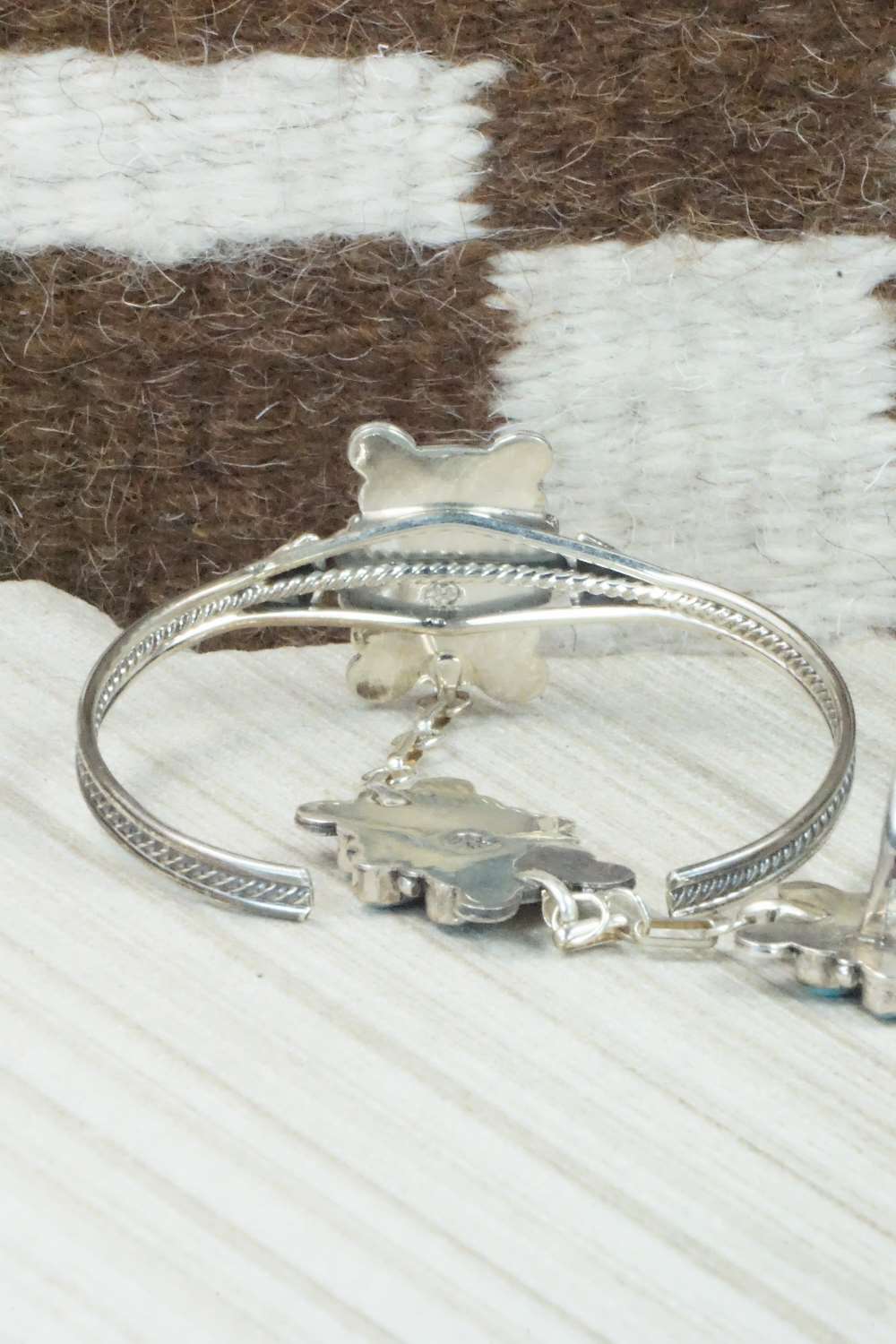 Turquoise & Sterling Silver Princess Bracelet & Ring - Size 8