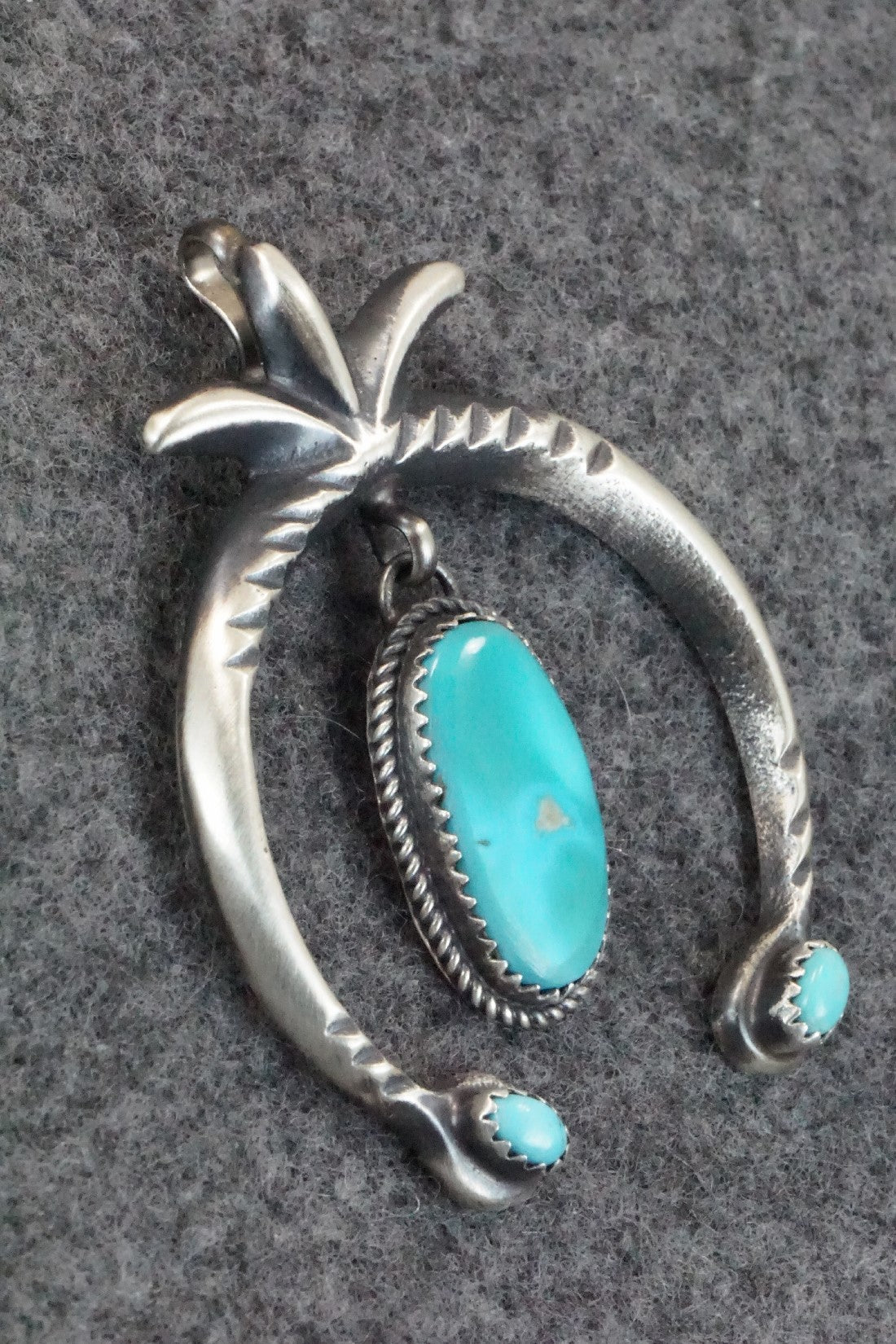 Turquoise and Sterling Silver Pendant - Martha Cayatineto