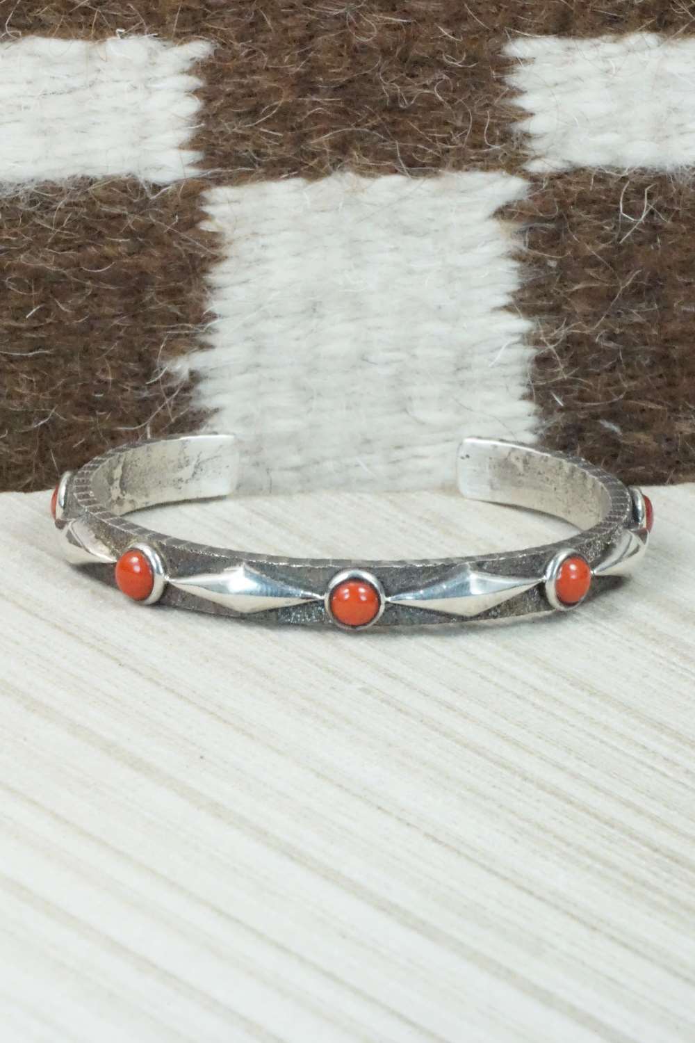 Coral & Sterling Silver Bracelet - Ernest Rangel