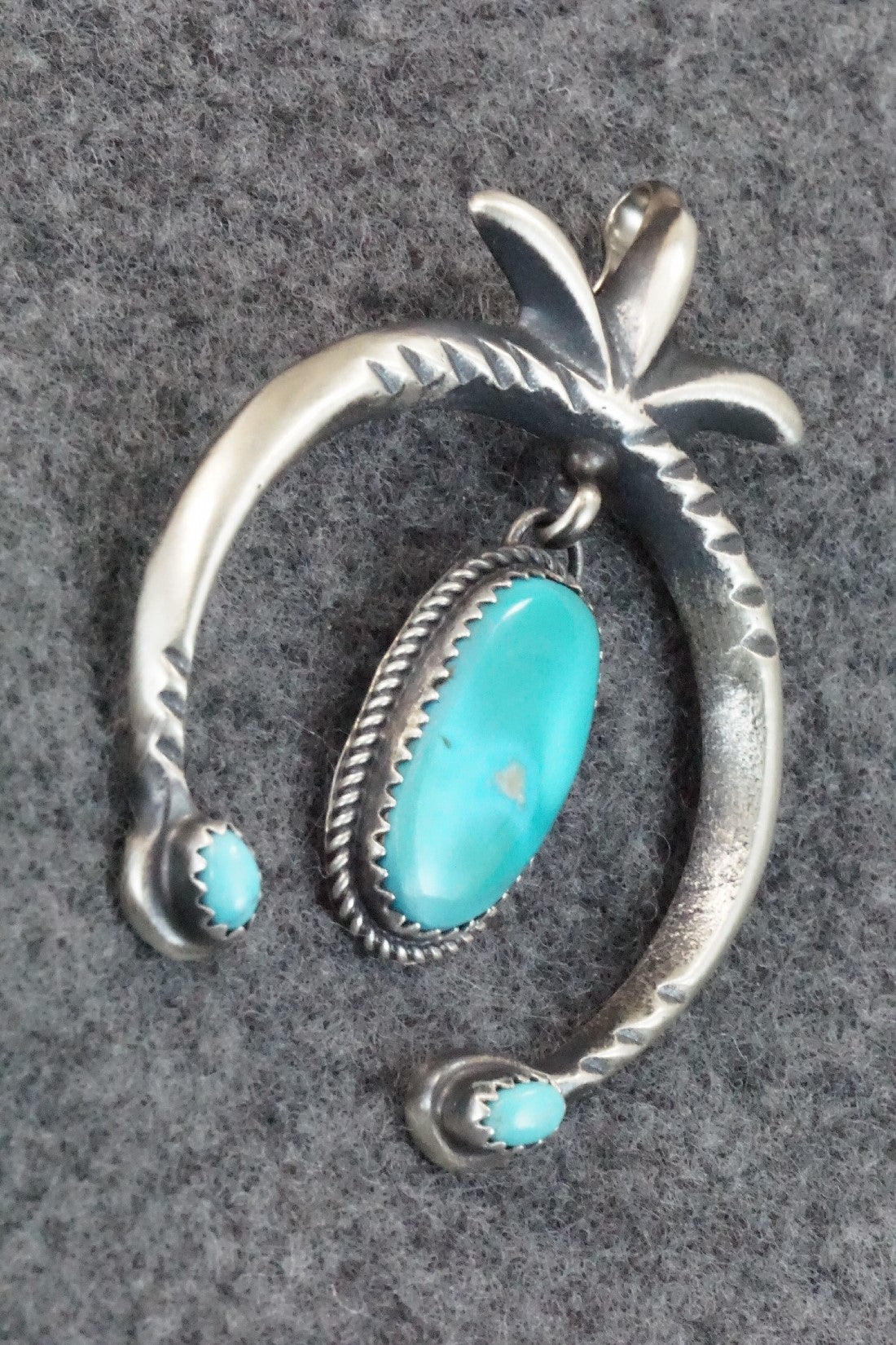 Turquoise and Sterling Silver Pendant - Martha Cayatineto