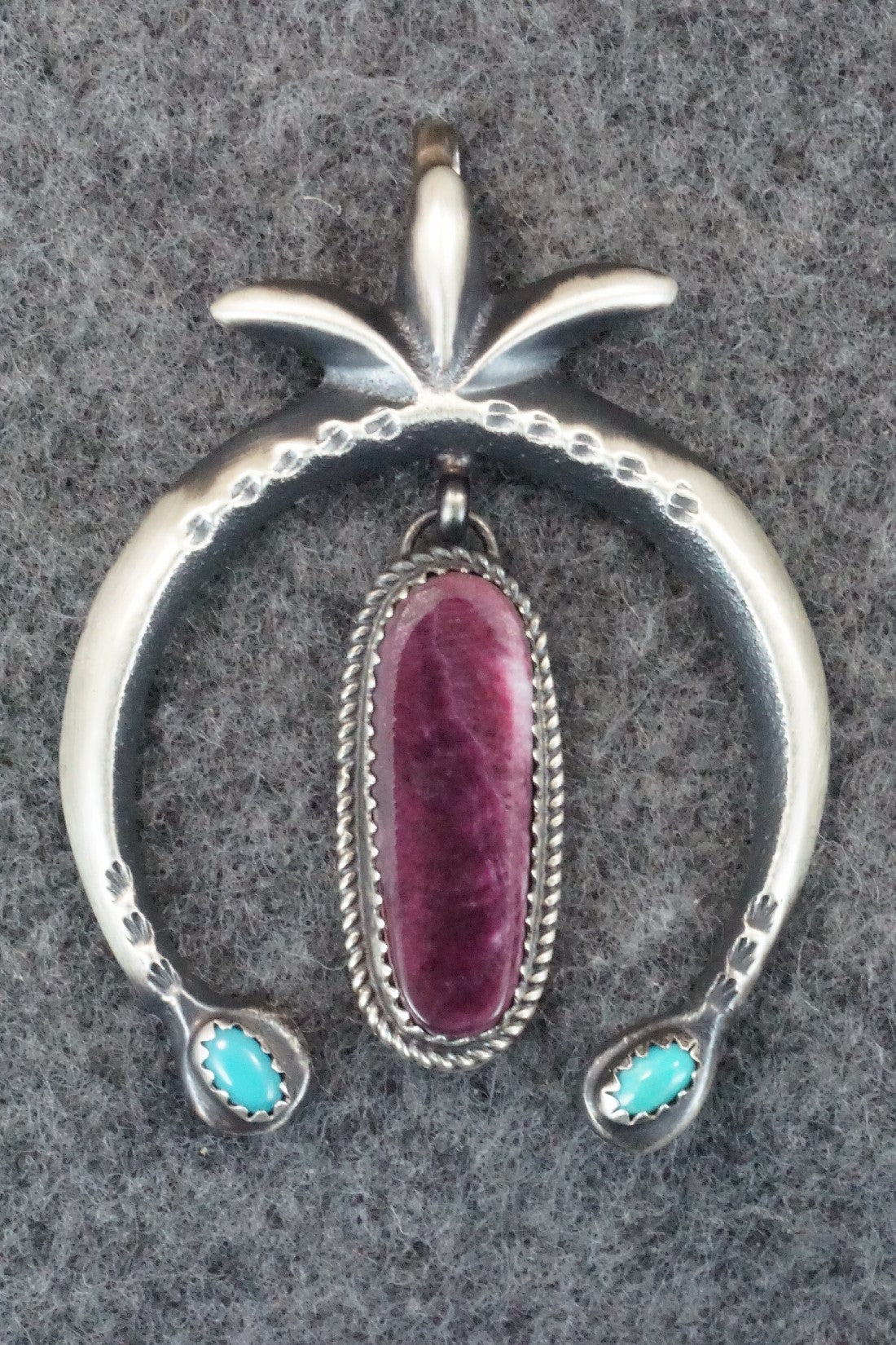 Spiny Oyster, Turquoise and Sterling Silver Pendant - Martha Cayatineto