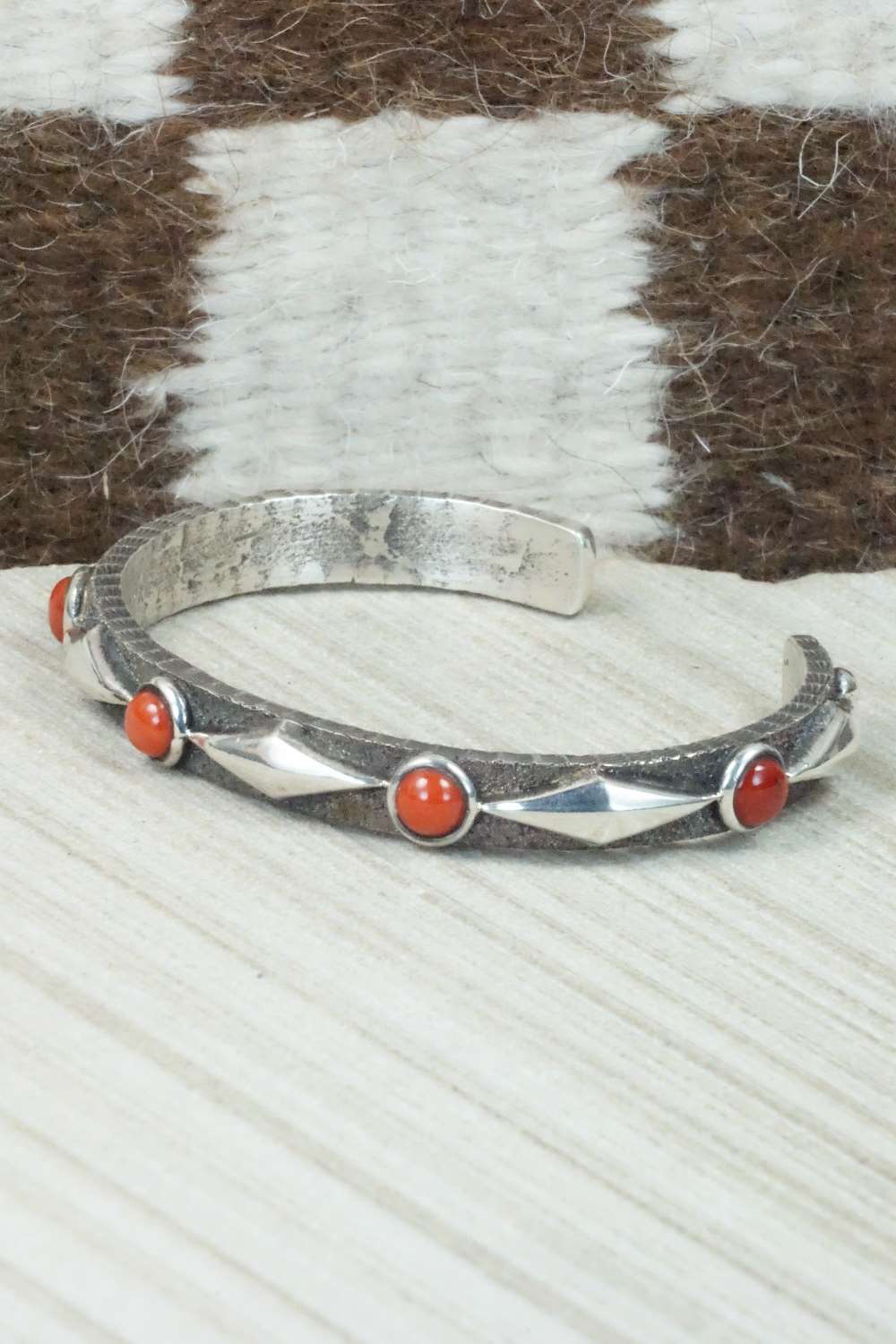 Coral & Sterling Silver Bracelet - Ernest Rangel