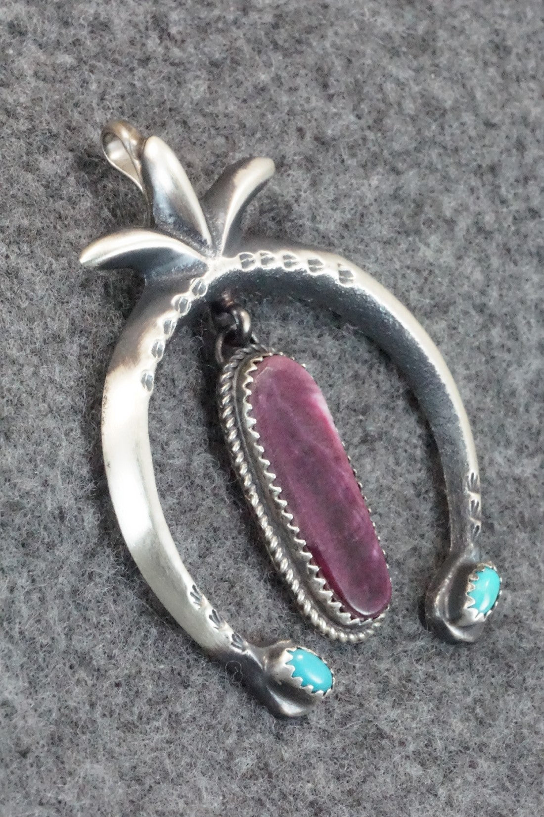 Spiny Oyster, Turquoise and Sterling Silver Pendant - Martha Cayatineto