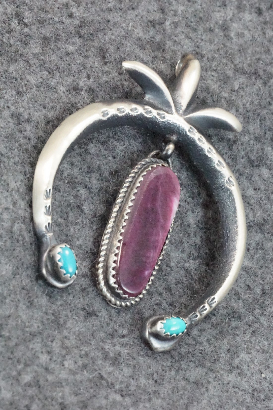 Spiny Oyster, Turquoise and Sterling Silver Pendant - Martha Cayatineto