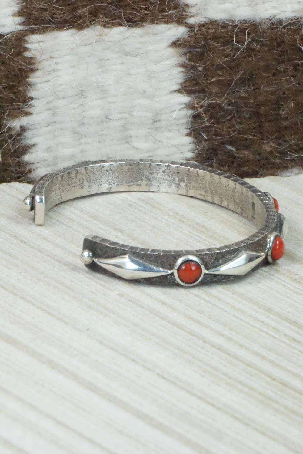 Coral & Sterling Silver Bracelet - Ernest Rangel