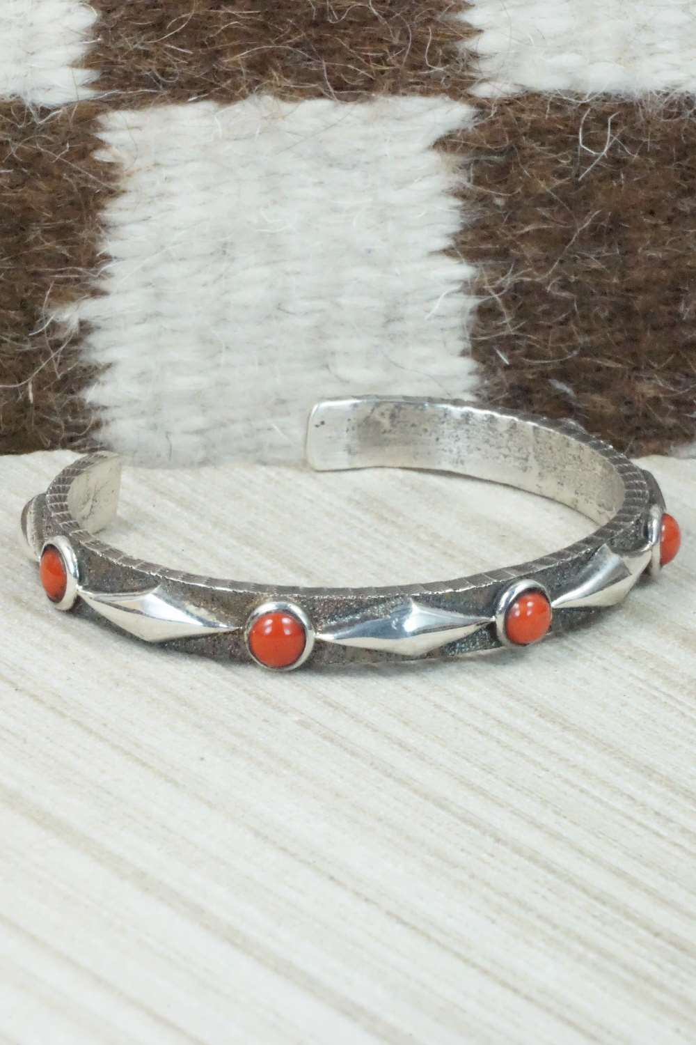 Coral & Sterling Silver Bracelet - Ernest Rangel