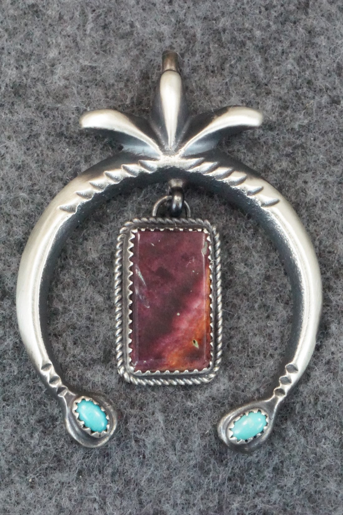 Spiny Oyster, Turquoise and Sterling Silver Pendant - Martha Cayatineto