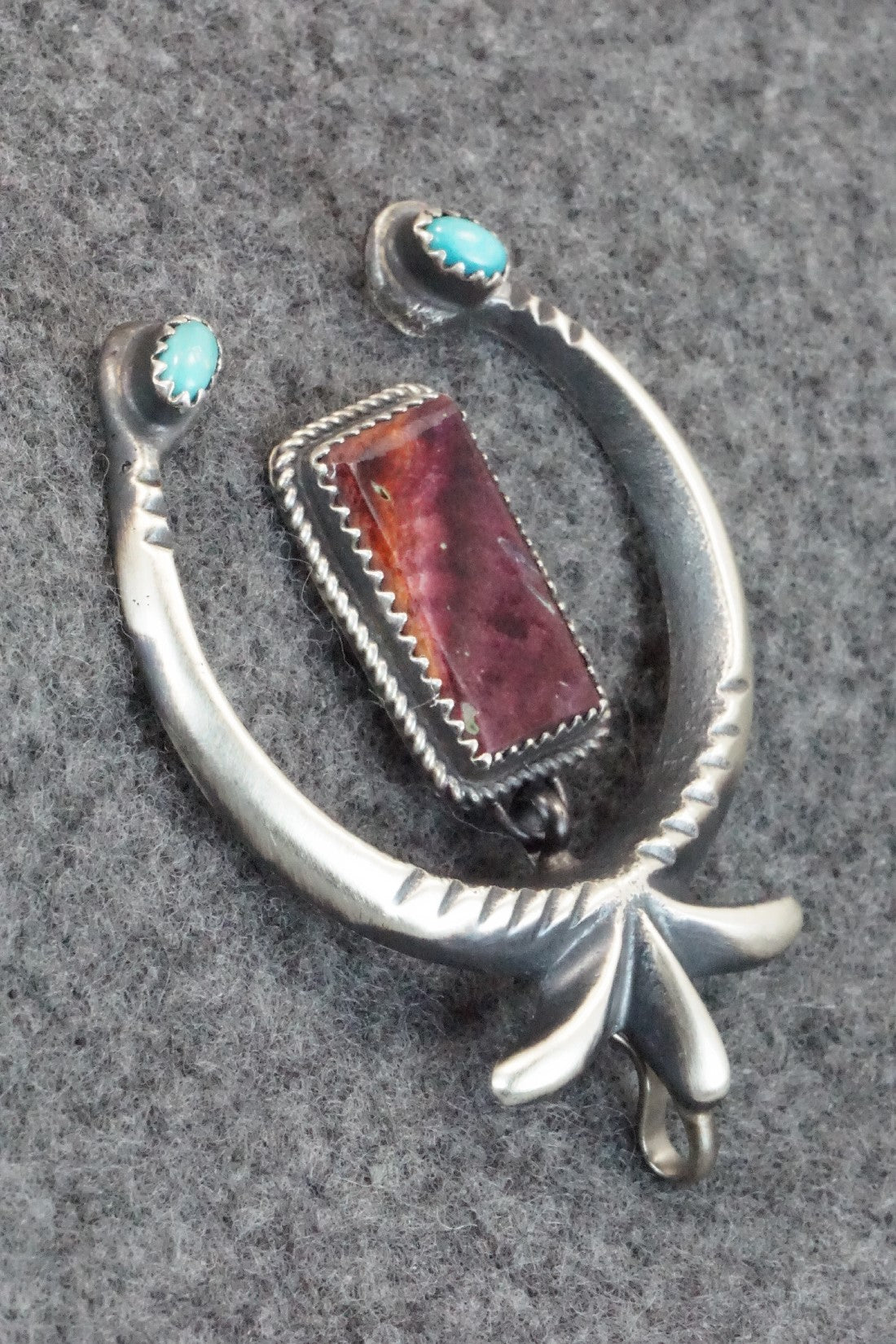 Spiny Oyster, Turquoise and Sterling Silver Pendant - Martha Cayatineto