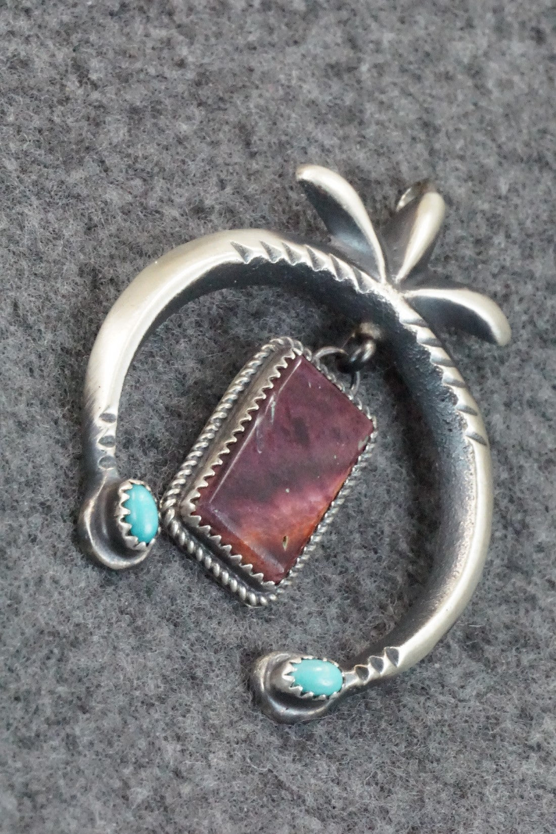 Spiny Oyster, Turquoise and Sterling Silver Pendant - Martha Cayatineto