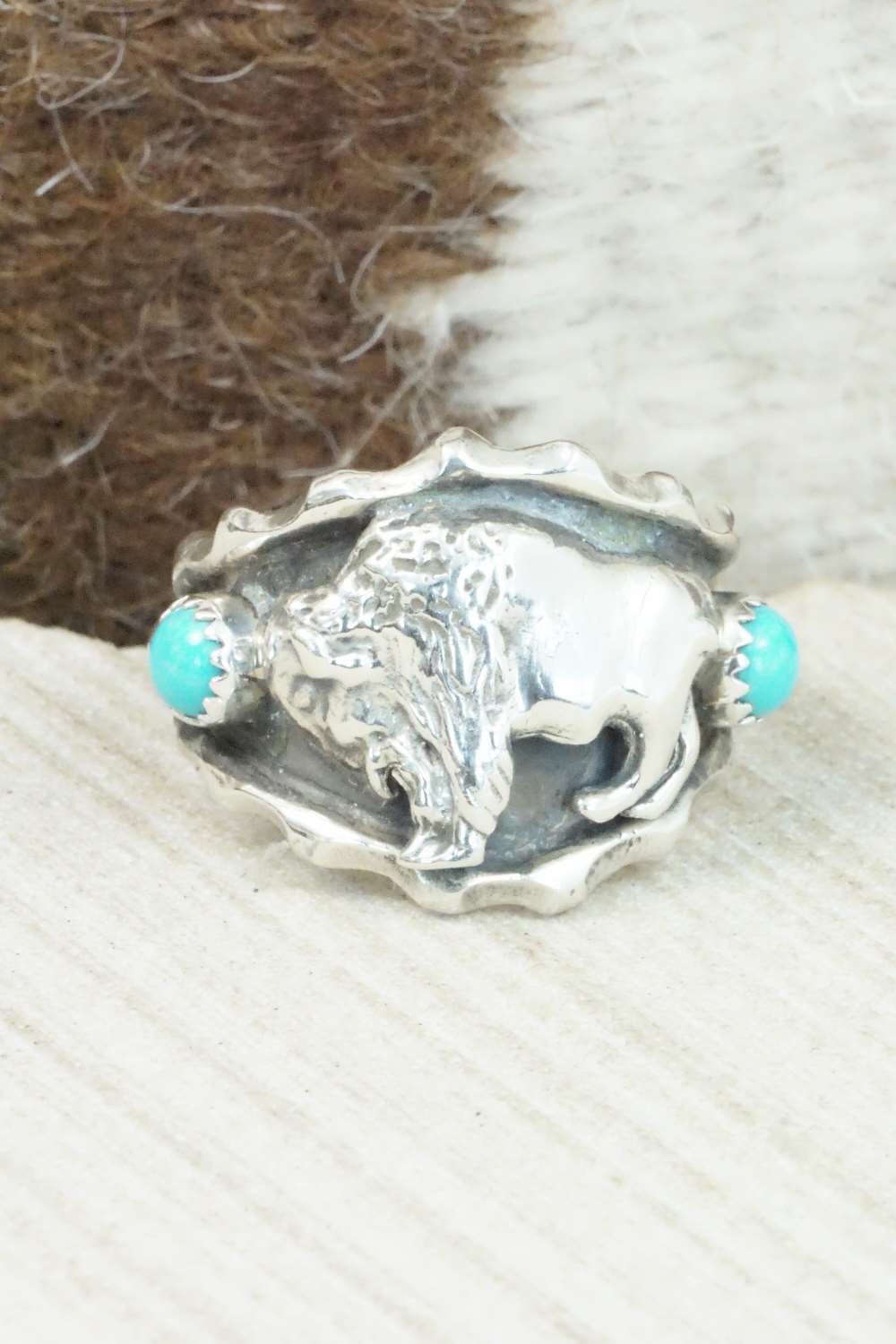Turquoise & Sterling Silver Ring - Genevieve Francisco - Size 13