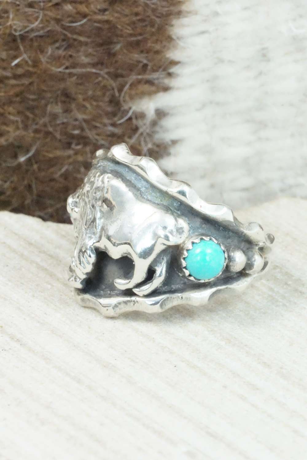 Turquoise & Sterling Silver Ring - Genevieve Francisco - Size 13