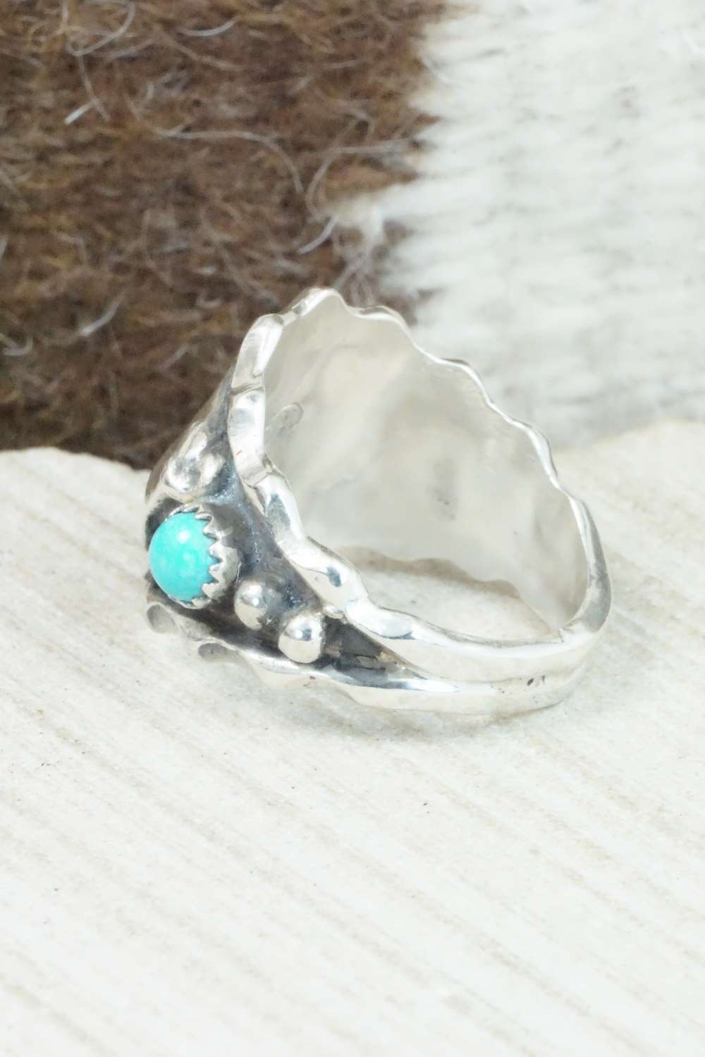 Turquoise & Sterling Silver Ring - Genevieve Francisco - Size 13