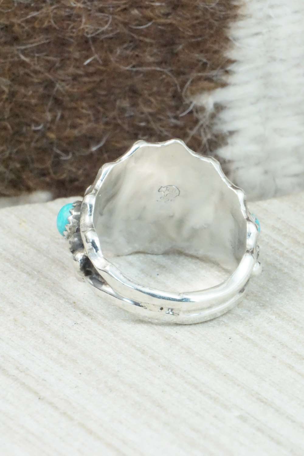 Turquoise & Sterling Silver Ring - Genevieve Francisco - Size 11.5