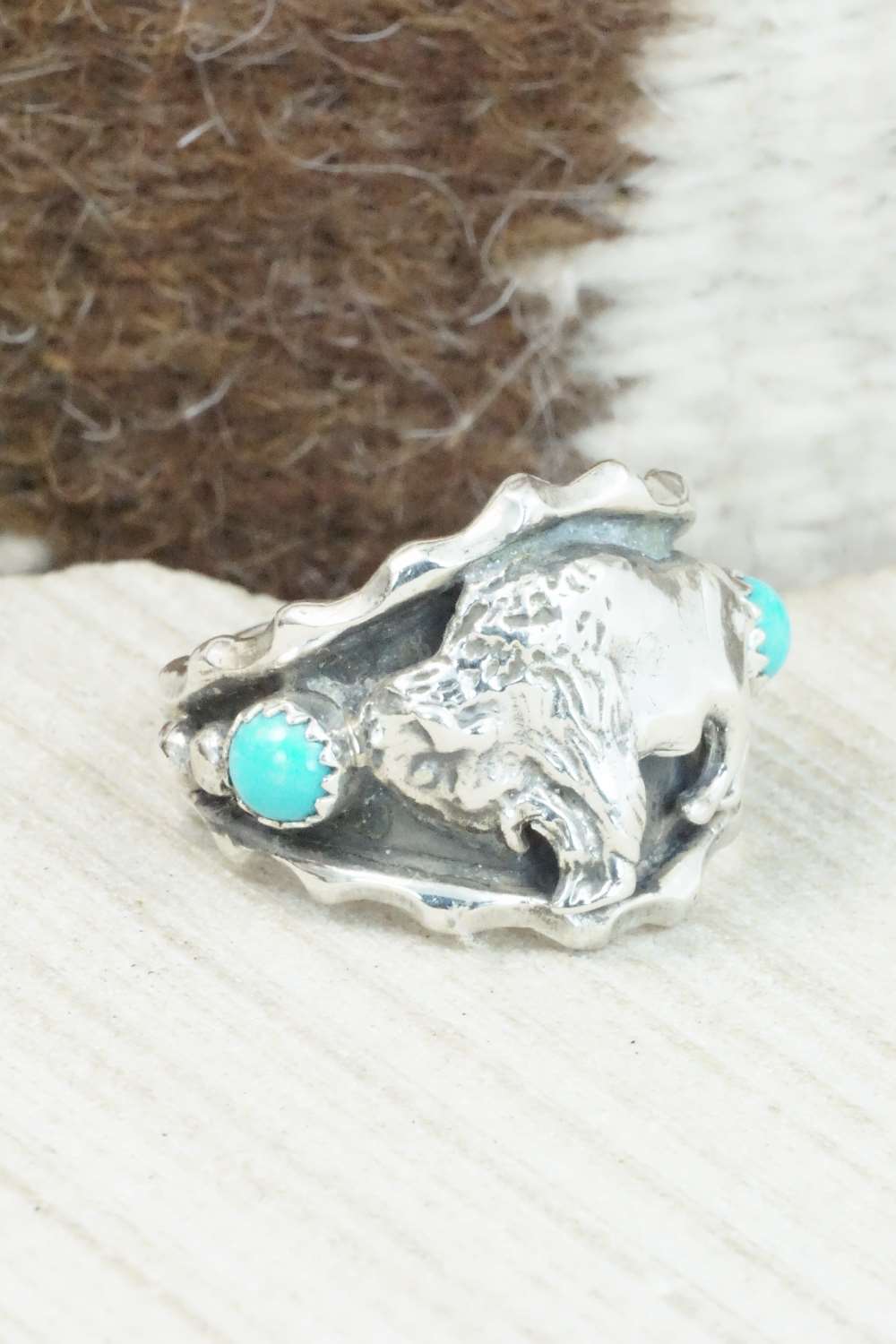 Turquoise & Sterling Silver Ring - Genevieve Francisco - Size 13