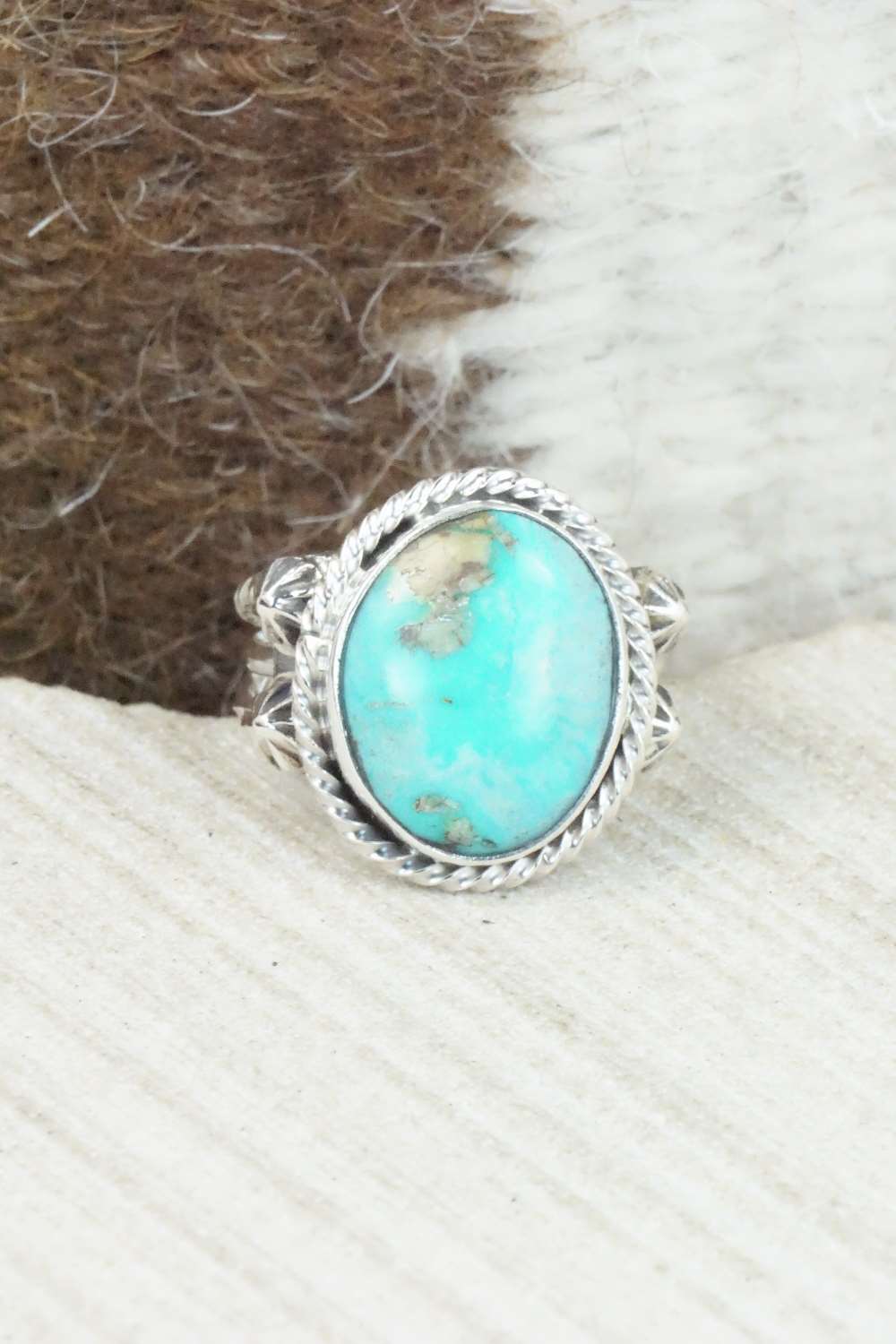 Turquoise & Sterling Silver Ring - Samuel Yellowhair - Size 5.5