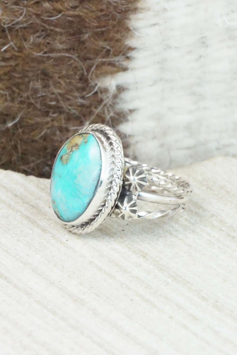 Turquoise & Sterling Silver Ring - Samuel Yellowhair - Size 5.5