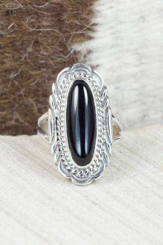 Onyx & Sterling Silver Ring - Victor Chee - Size 7.75
